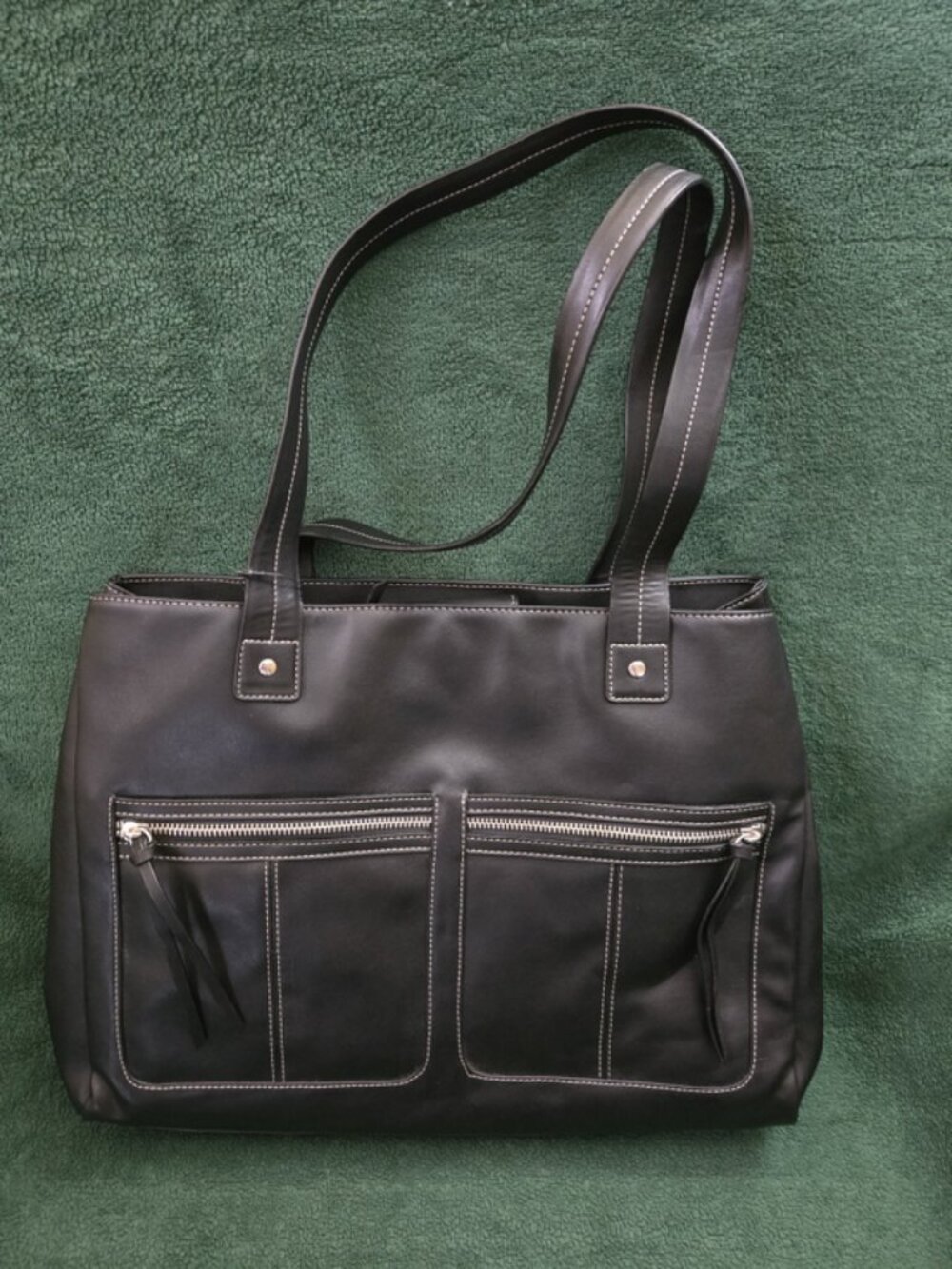 NWOT Nine West Black Structured Satchel Tote Bag with Matching Wristlet Set